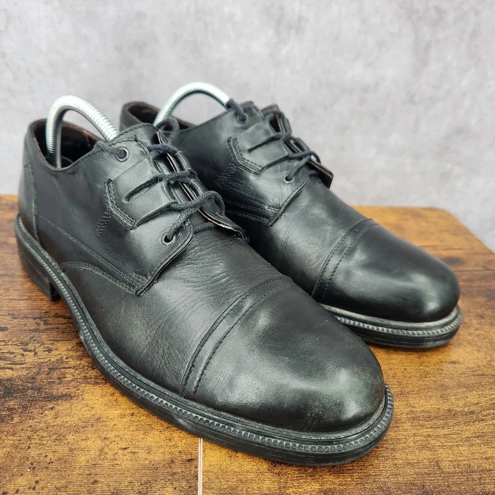 Cable &‎ Co. Oxford Shoes Mens 9 Black Leather Cap Toe Dress Shoes Italy